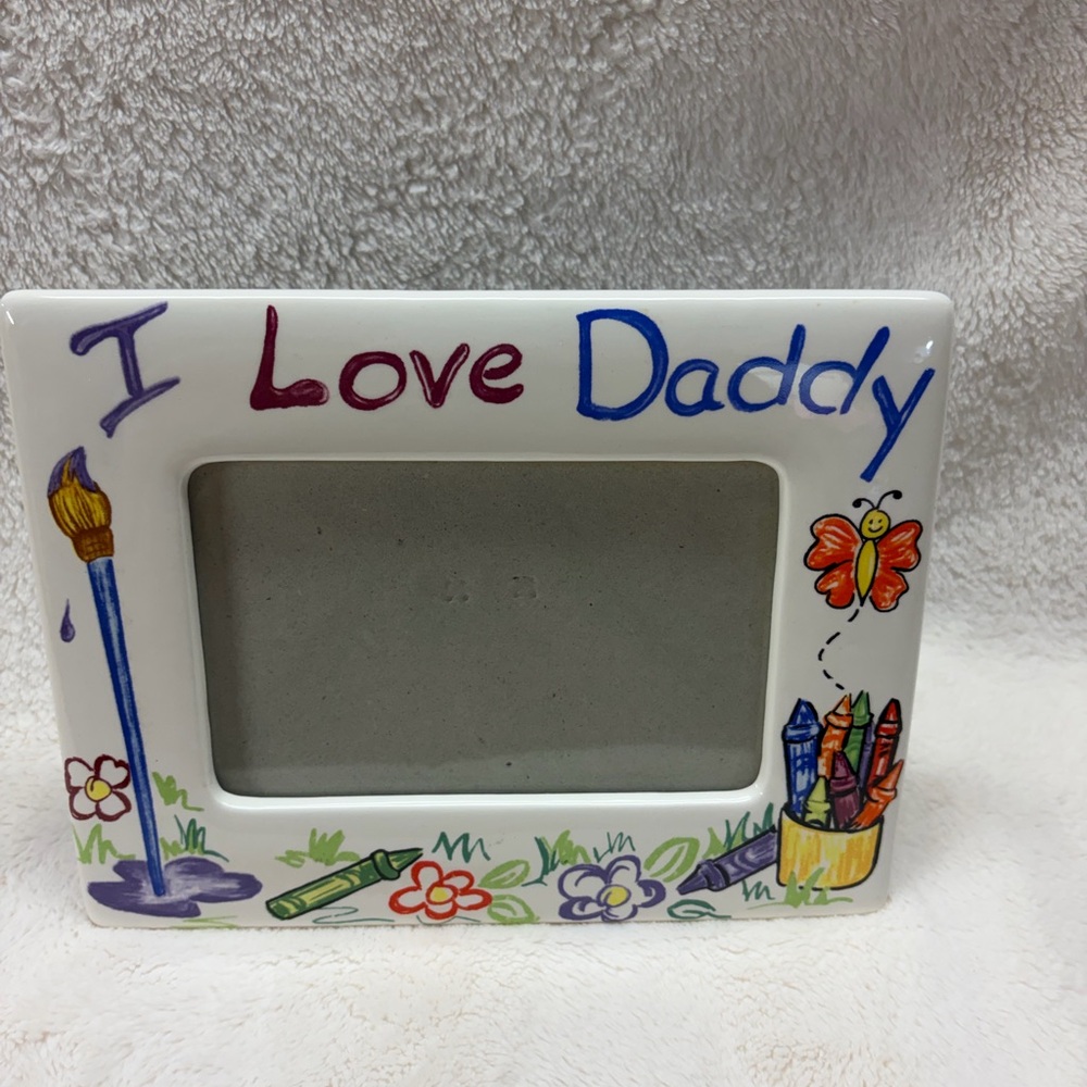 Russ White Ceramic "I Love Daddy" Frame with Multicolor Artwork